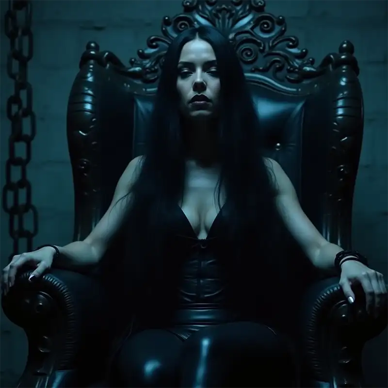 a mistress wearing a sexy leather outfit