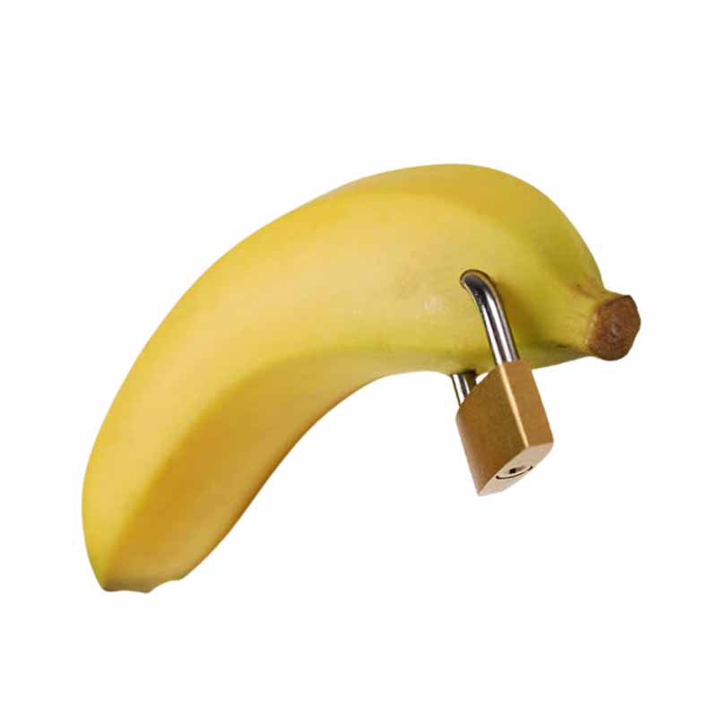 picture of a banana pierced trough with a lock