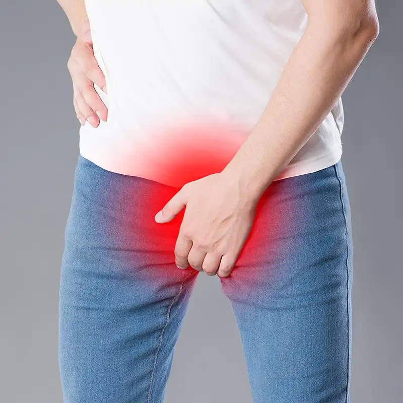 potential risks of ball stretching showing pain in the groin