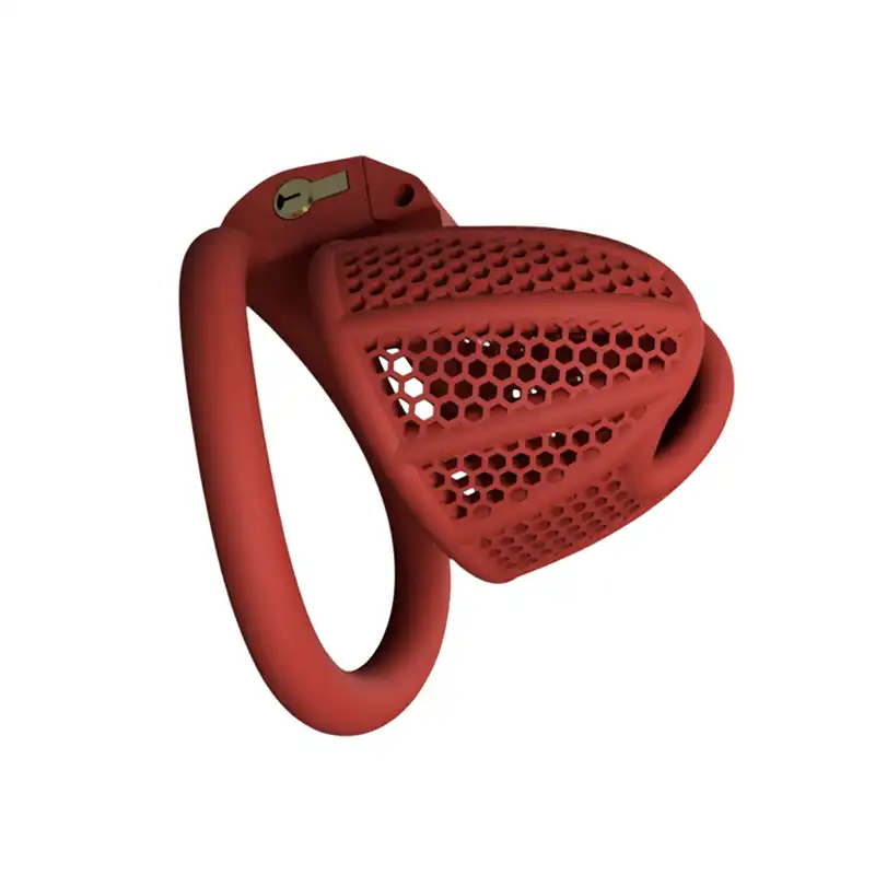 cherry keeper chastity cage in red